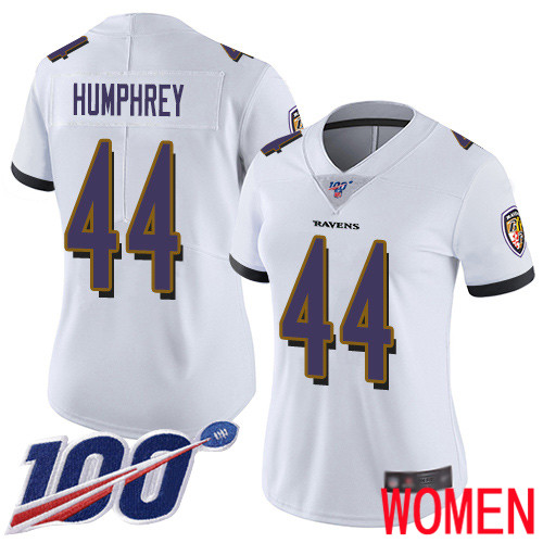 Baltimore Ravens Limited White Women Marlon Humphrey Road Jersey NFL Football #44 100th Season Vapor Untouchable